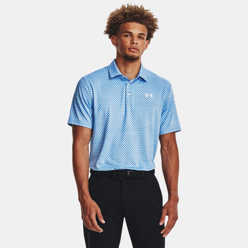 Men's  Under Armour  Playoff 3.0 Printed Polo White / Cosmic Blue / White L